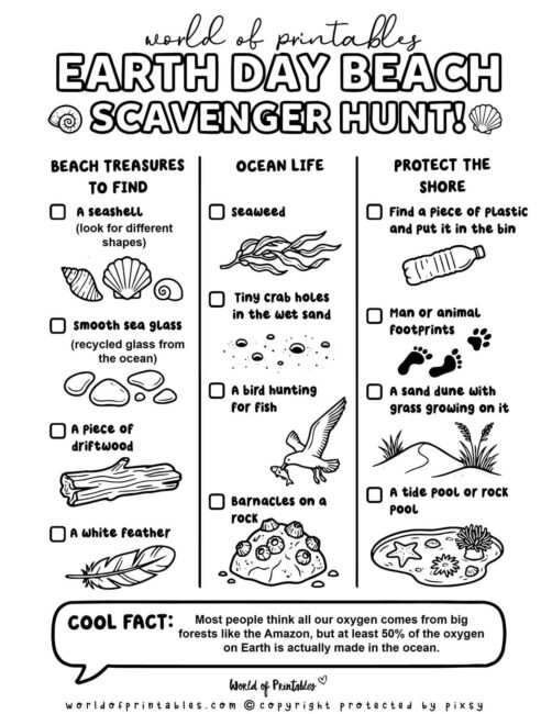 Beach Scavenger Hunt for Earth Day