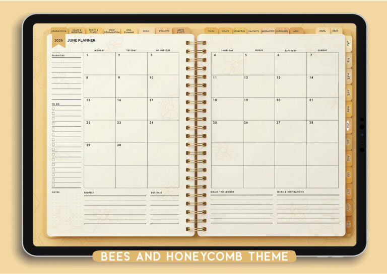 Bees and Honeycomb Theme Digital Planner