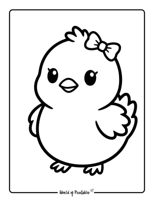 Bold and Easy Chick Easter Coloring Page