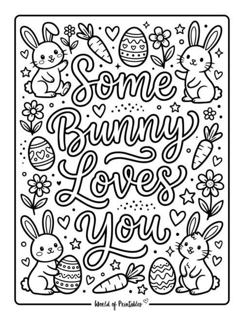 Bunny Quote Easter Coloring Page