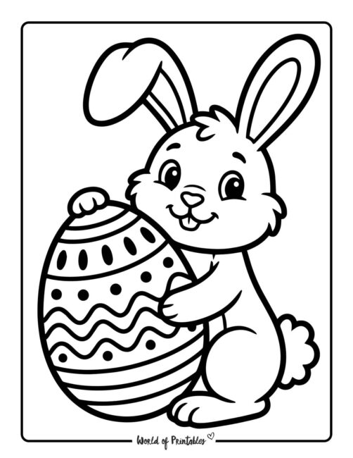 Bunny and Egg Easter Coloring Page