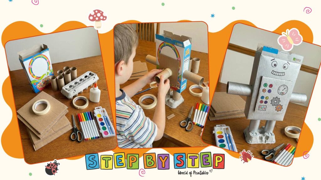 Cardboard Box Robot Earth Day Crafts Kids