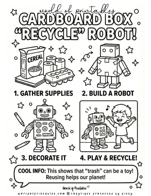 Cardboard Box Robot Earth Day Crafts Kids