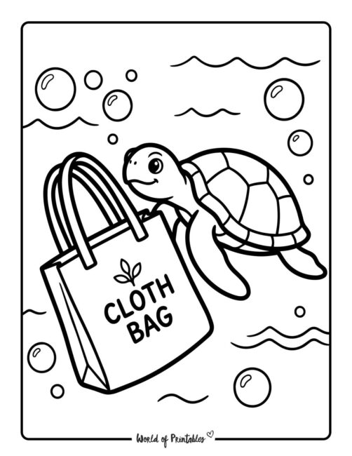 Cloth Bag Earth Day Coloring Page