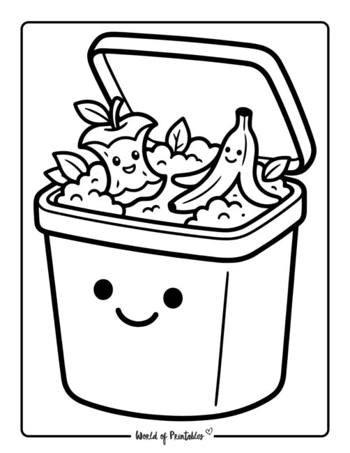 Composting Earth Day Coloring Page