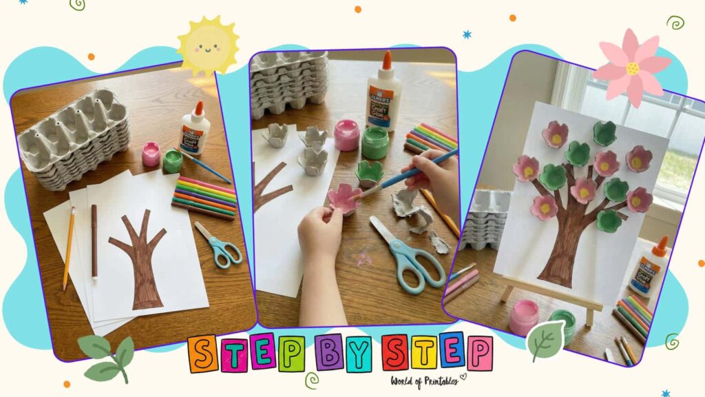 Cute Egg Carton Tree Spring Crafts