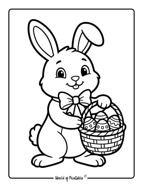 Easter Bunny and Eggs Coloring Page