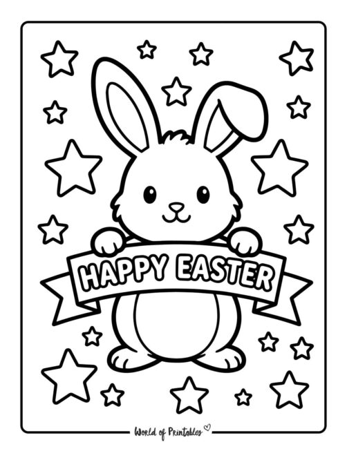 Easy Happy Easter Easter Coloring Page for Toddlers