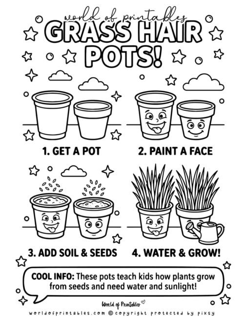 Grass Hair Pots Spring Crafts