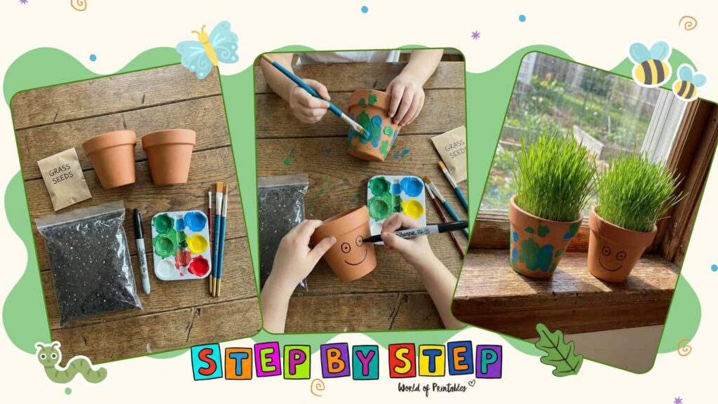 Grass Hair Pots Spring Crafts