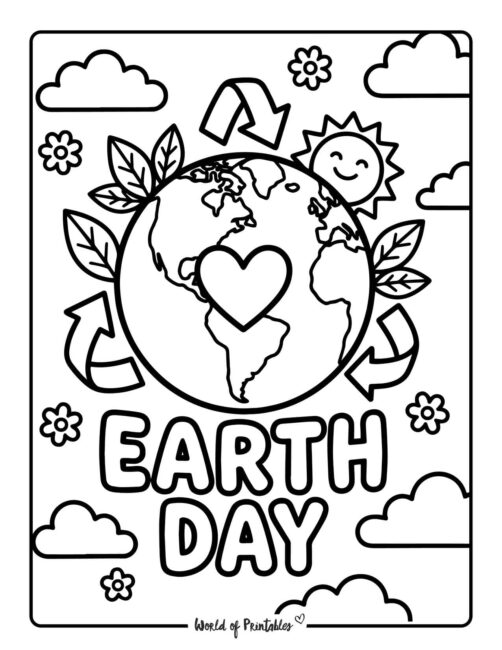 Happy Earth Day Coloring Page