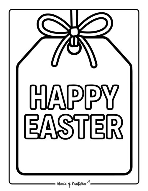 Happy Easter Gift Tag Coloring Page