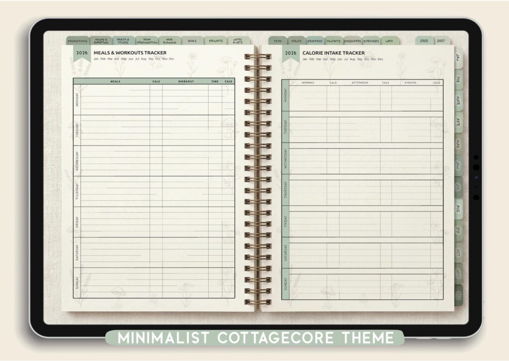 Minimalist Cottagecore Theme Digital Planner