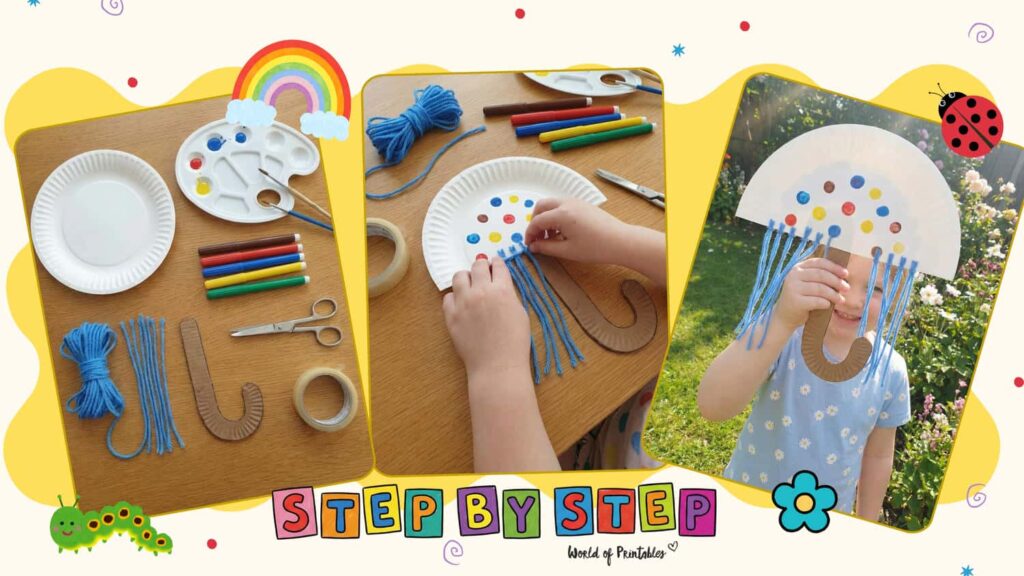 Paper Plate Umbrellas Spring Crafts