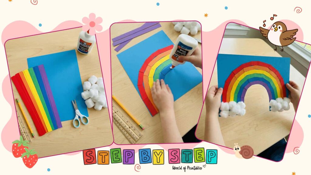 Paper Strip Rainbow Spring Crafts For Kids