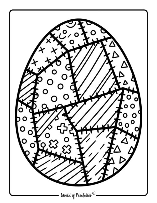 Patchwork Egg Easter Coloring Page