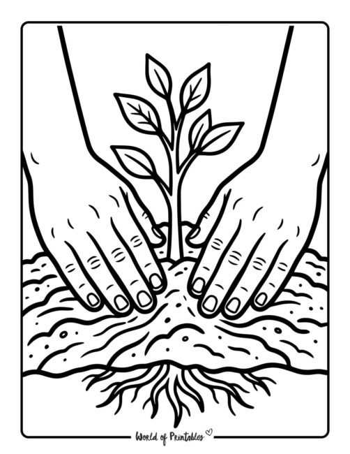 Plant a Sapling Earth Day Coloring Page