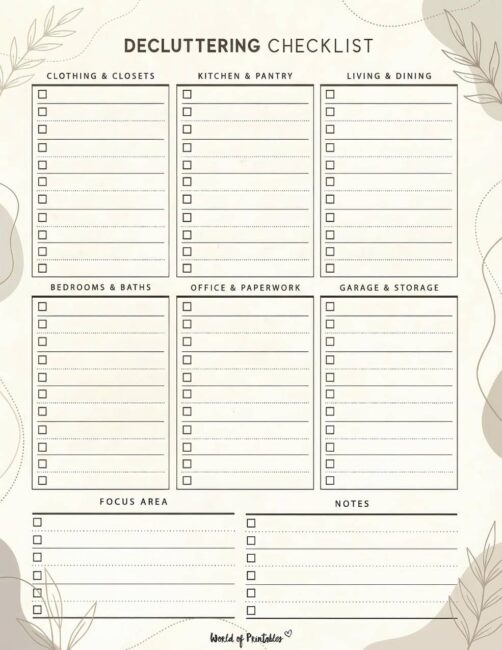 Printable Decluttering Checklist - Earthy Botanical Theme-17