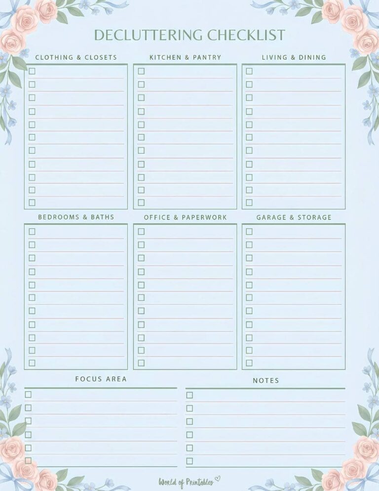 Declutter Checklist By Category (Free Printable) - World of Printables