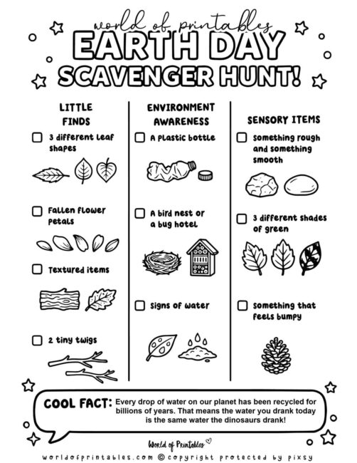 Printable Earth Day Scavenger Hunt