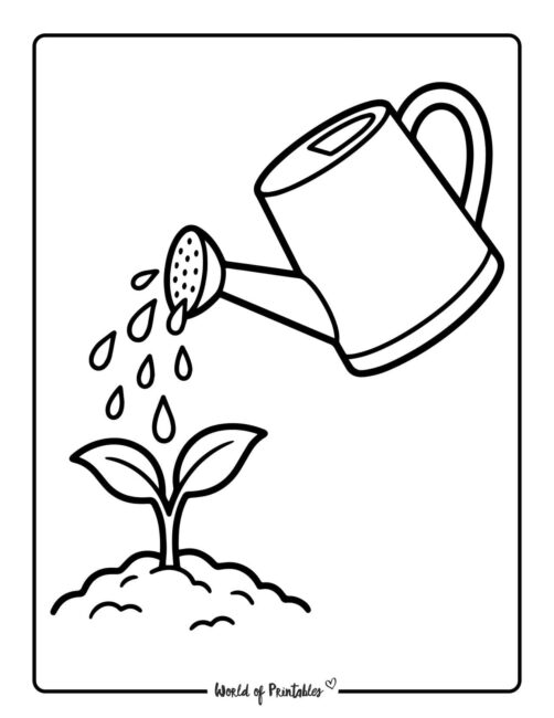 Water Plants Earth Day Coloring Page