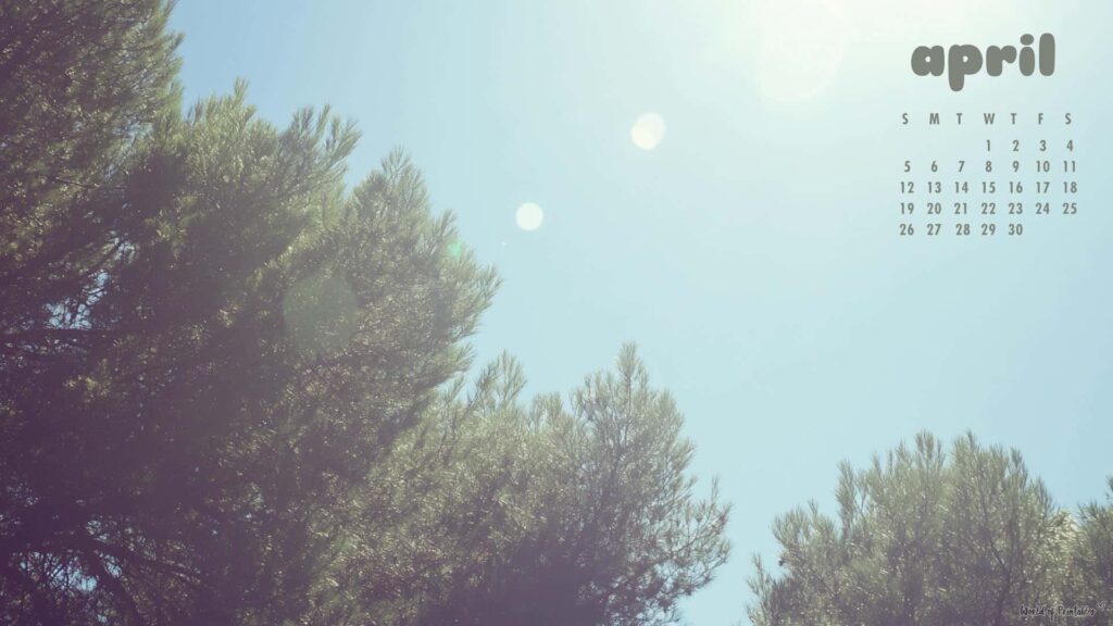 Blue Sky April Calendar Wallpapers for Desktop