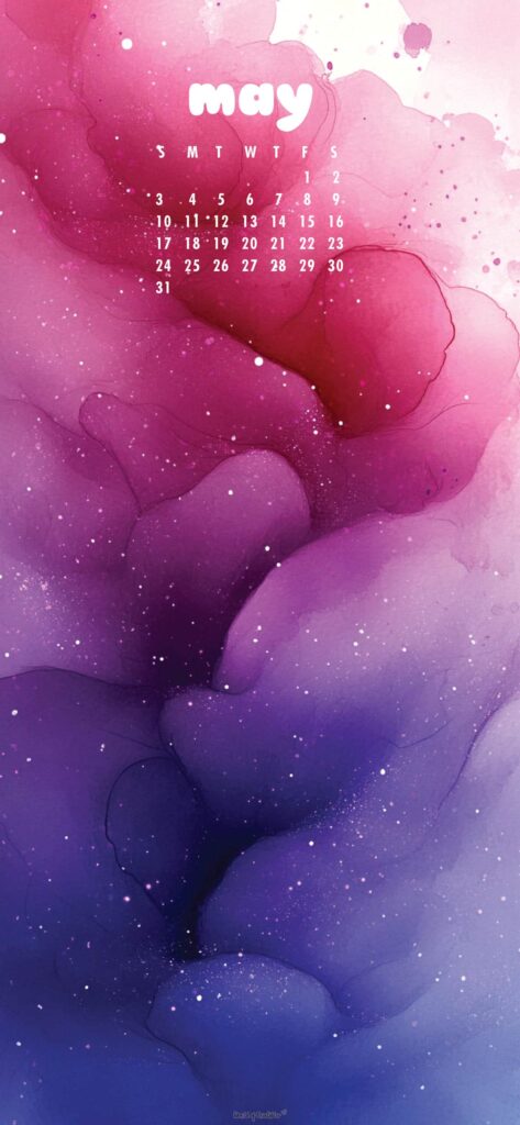 Bold Pink and Purple May 2026 Iphone Calendar Wallpaper