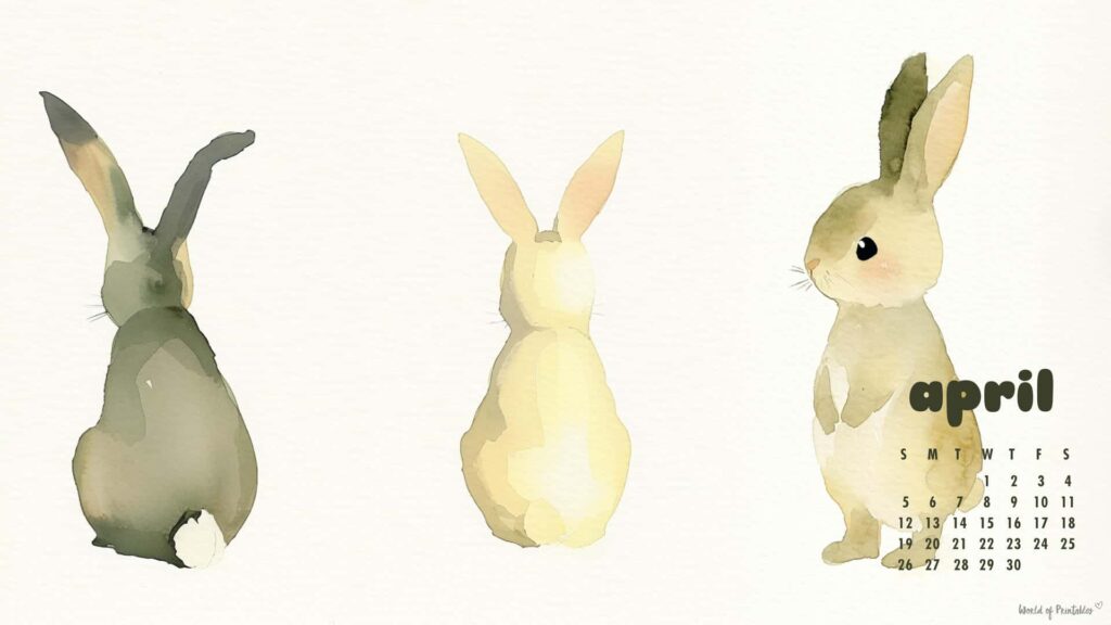 Bunny Friends April Calendar Wallpapers for Desktop