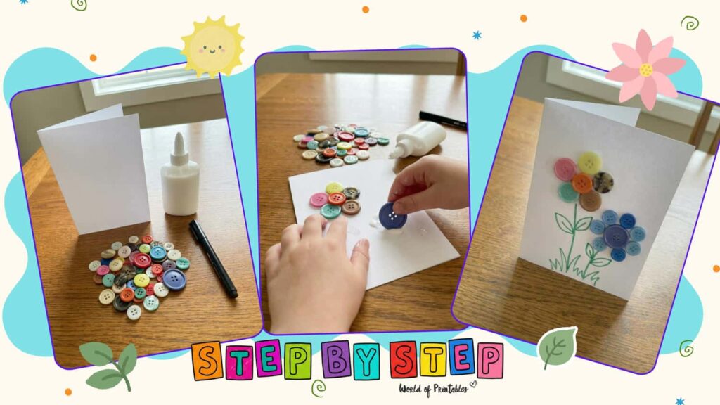 Button Flower Card Mothers Day Crafts For Kids