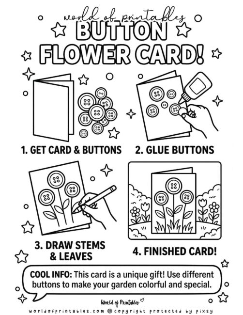 Button Flower Card Mothers Day Crafts For Kids