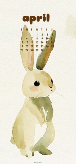Cute Bunny April Calendar Wallpaper 2026
