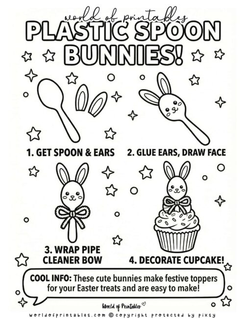 Decorative Plastic Spoon Bunnies Easter Crafts For Kids