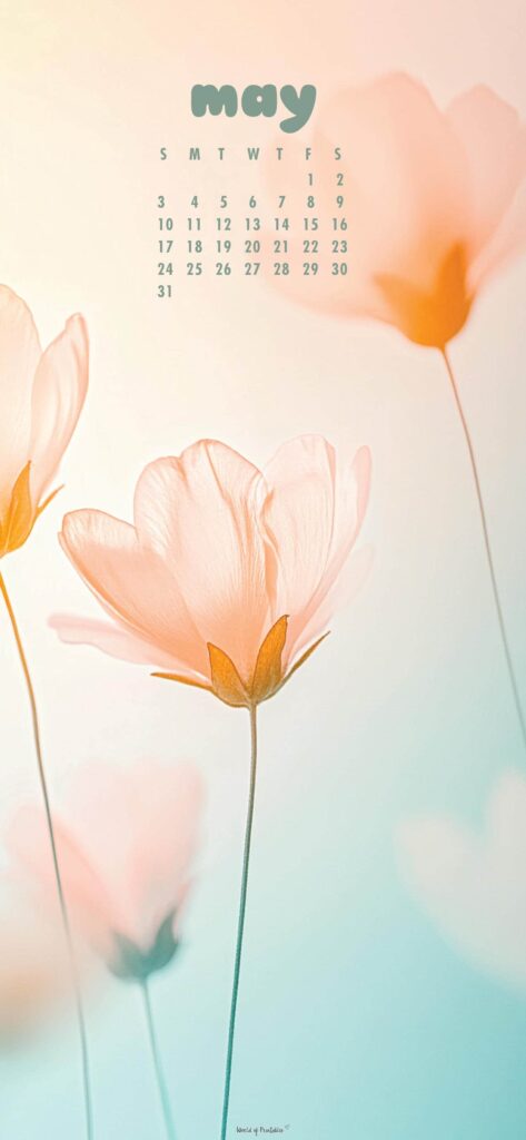 Delicate Floral May Calendar Wallpaper Phone