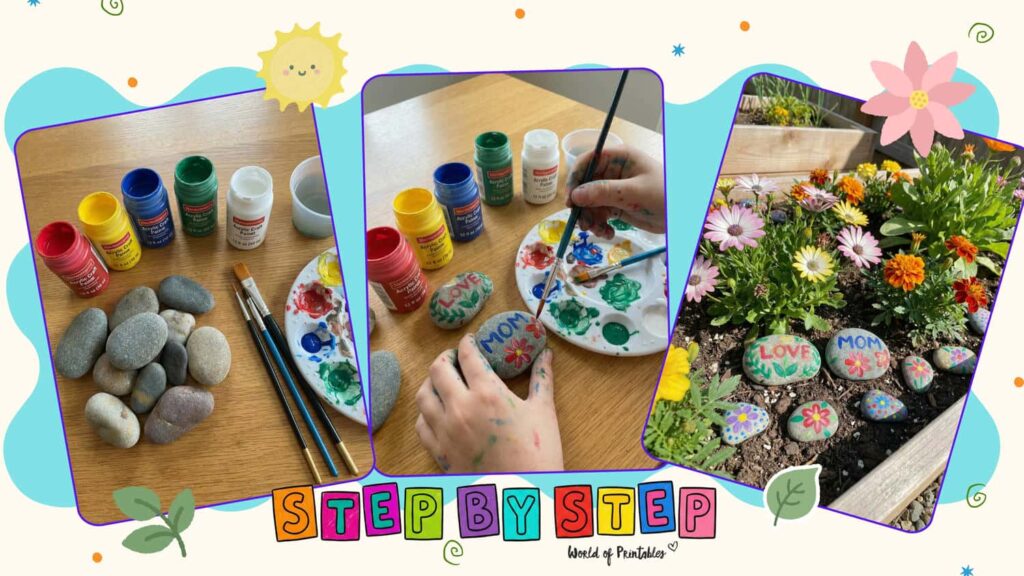 Easy Painted Garden Stones Mothers Day Crafts