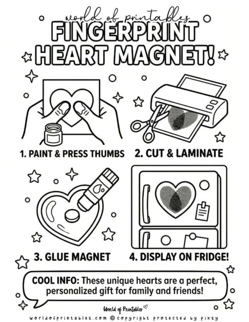 Fingerprint Heart Magnet Mothers Day Crafts