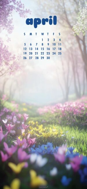 Floral Meadow April Calendar Wallpaper