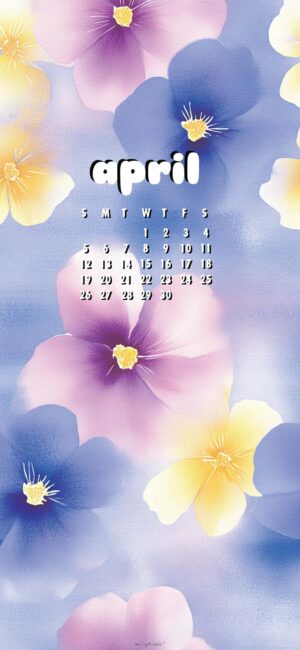 Floral Pattern April Calendar Wallpaper