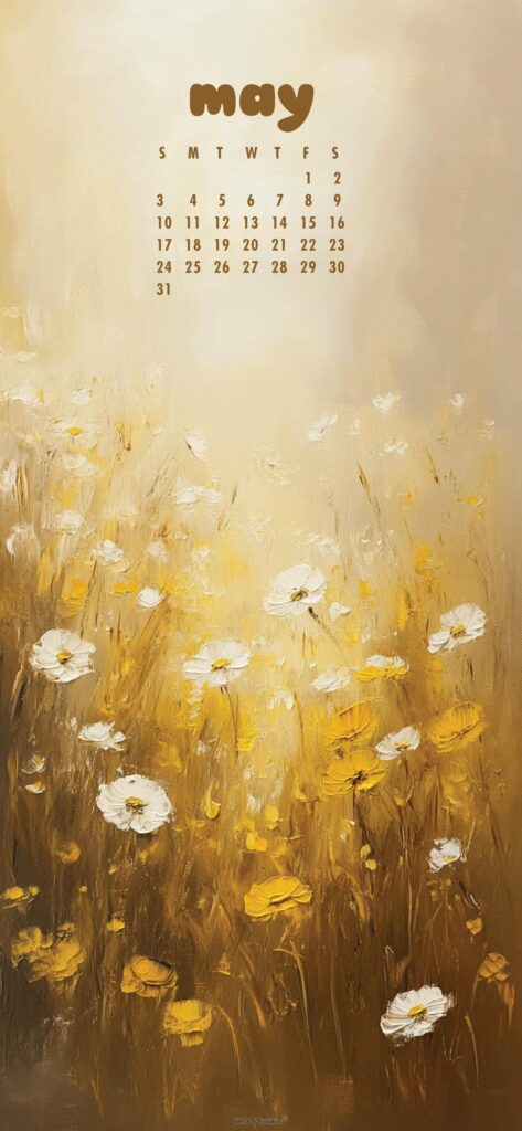 Flower Field May Calendar Wallpaper For Phone