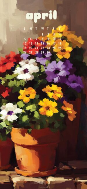Flower Painting April Calendar Wallpaper