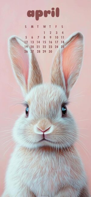 Fluffy Bunny April Calendar Wallpaper