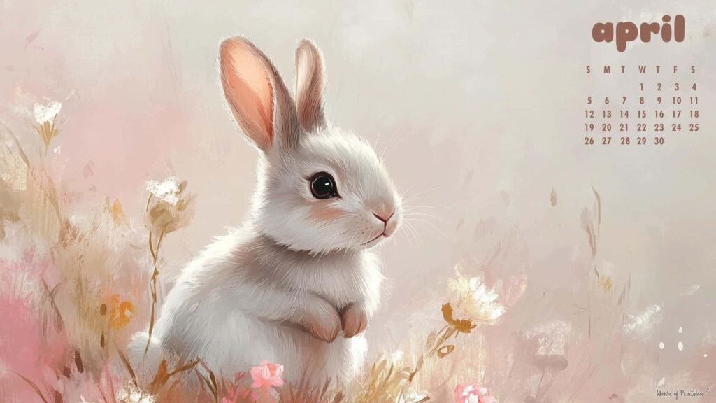 Fluffy Bunny April Calendar Wallpapers for Desktop