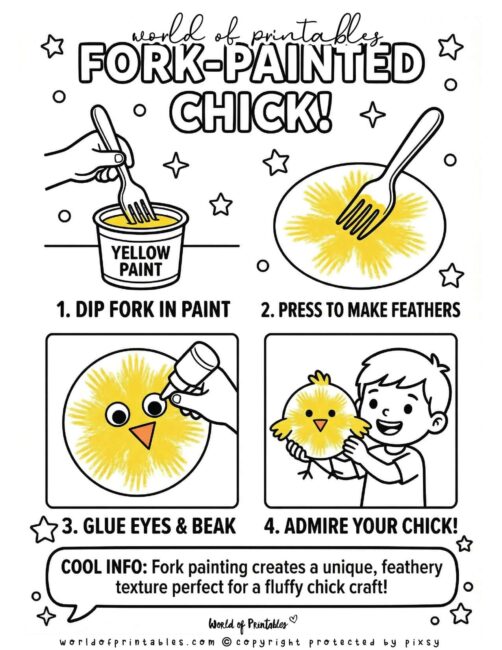 Fork-Painted Chick Easter Crafts for Toddlers