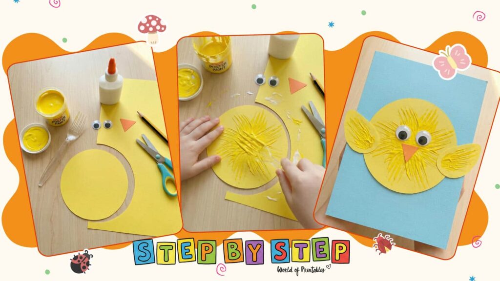 Fork-Painted Chick Easter Crafts for Toddlers