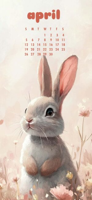 Girly Bunny April Calendar Wallpaper