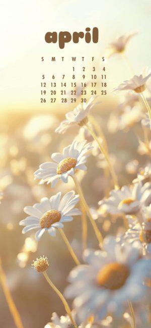 Golden Daisy April Calendar Wallpaper