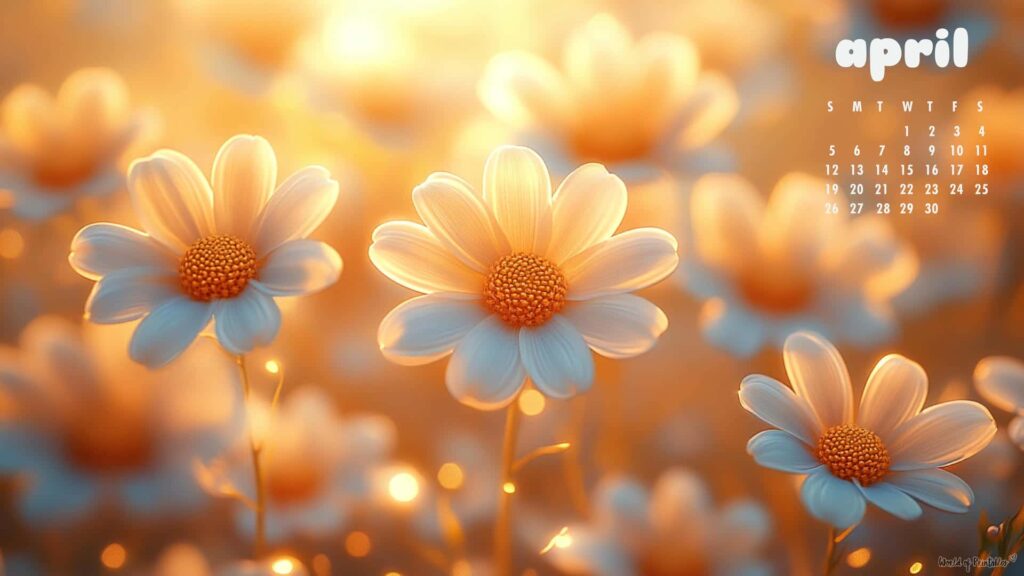 Golden Daisy April Calendar Wallpapers for Desktop