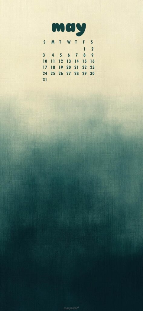 Minimal Blue Gradient May Calendar Wallpaper Phone