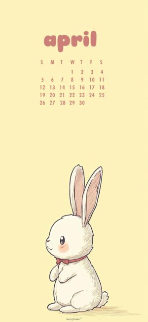 Minimalist Bunny April Calendar Wallpaper