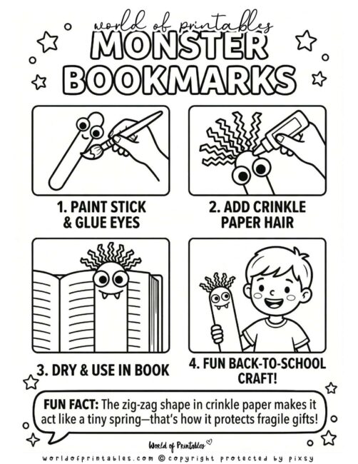 Monster Bookmark popsicle stick crafts