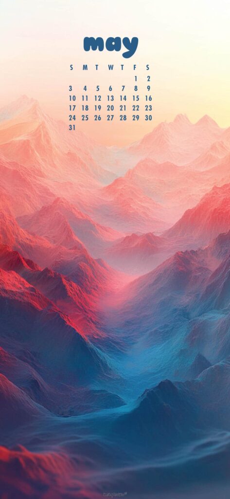 Mountain May 2026 Calendar Wallpaper Phone